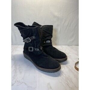 Blowfish Malibu 10B Ankle boots Black Suede Moto Combat Buckle